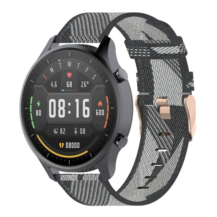 22mm Stripe Weave Nylon Wrist Strap Watch Band for Xiaomi Mi Watch Color, Garmin Vivoactive 4