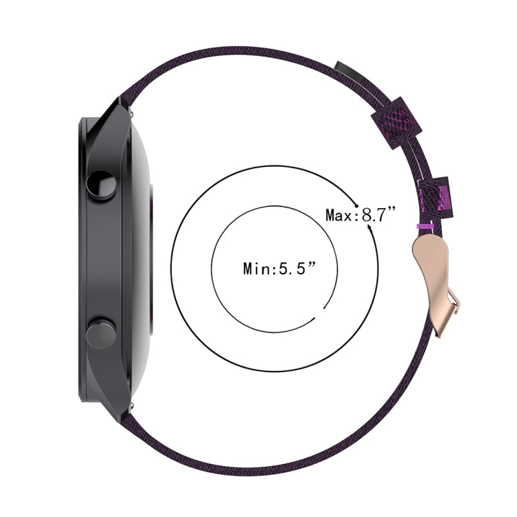 22mm Stripe Weave Nylon Wrist Strap Watch Band for Xiaomi Mi Watch Color, Garmin Vivoactive 4