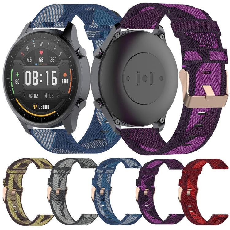 22mm Stripe Weave Nylon Wrist Strap Watch Band for Xiaomi Mi Watch Color, Garmin Vivoactive 4