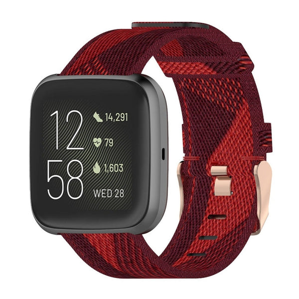 23mm Stripe Weave Nylon Wrist Strap Watch Band for Fitbit Versa 2, Fitbit Versa, Fitbit Versa Lite, Fitbit Blaze