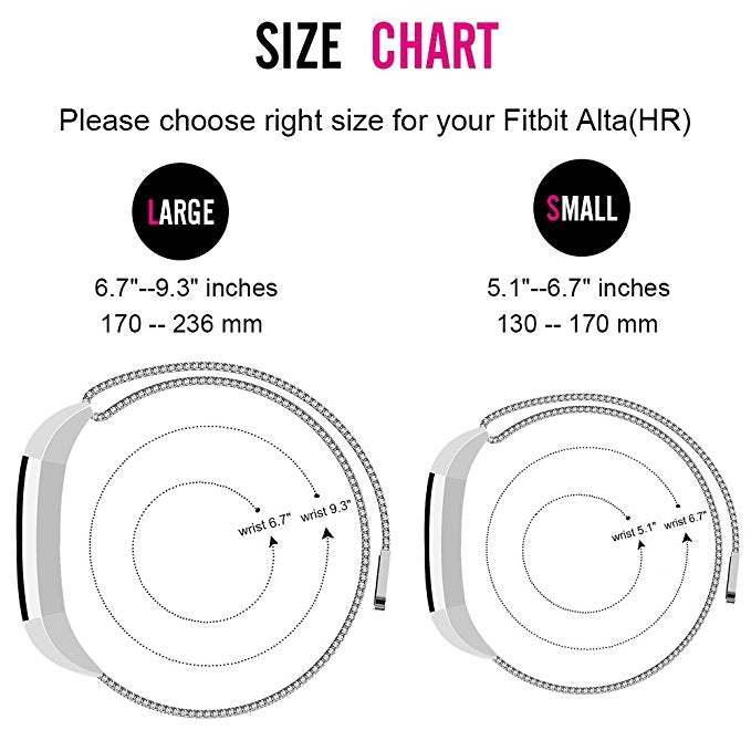 Stainless Steel Magnet Watch Band for FITBIT Alta,Size: Large, 170-236mm