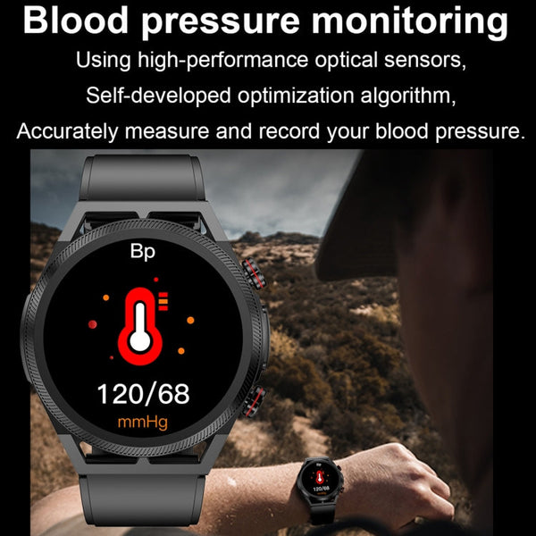 ET310 1.39 inch IPS Screen IP67 Waterproof Leather Band Smart Watch, Support Body Temperature Monitoring / ECG