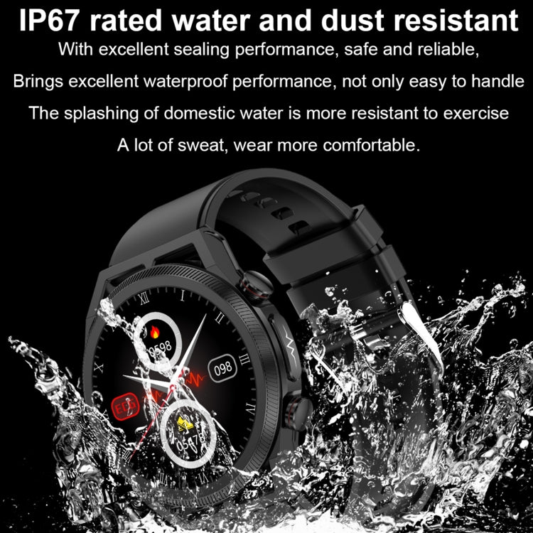 ET310 1.39 inch IPS Screen IP67 Waterproof Leather Band Smart Watch, Support Body Temperature Monitoring / ECG
