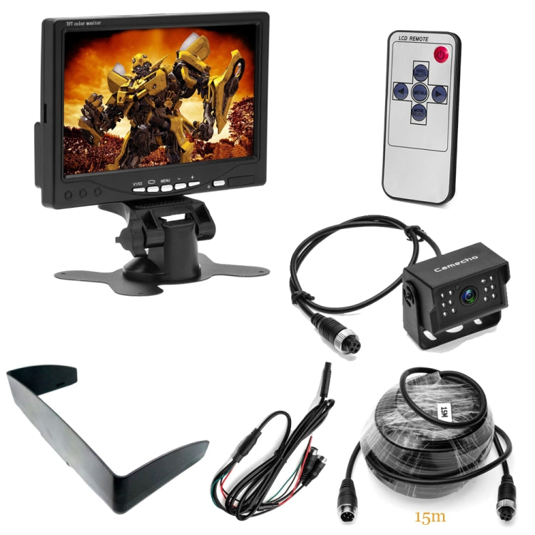 A1509 7 inch HD Car 12 IR Night Vision Rear View Backup Camera Rearview Monitor with 15m Cable, A1509