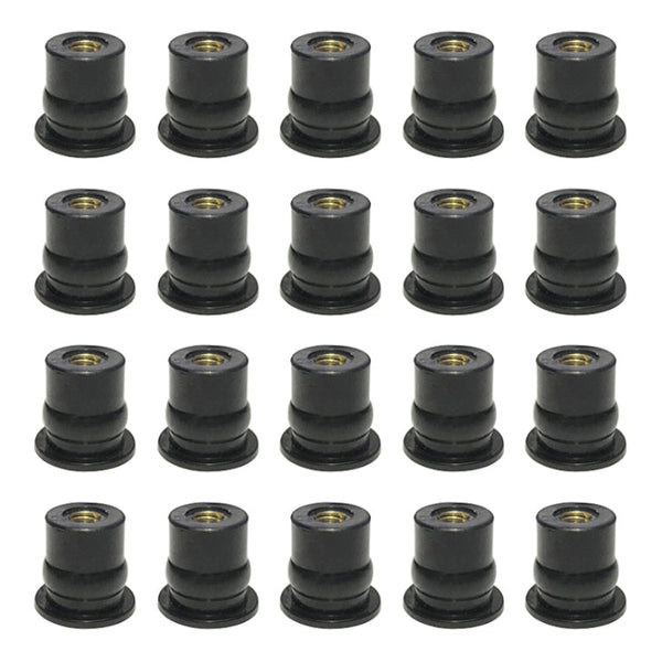 20 in 1 M6 Universal Motorcycle Windshield Brass Nuts, M6