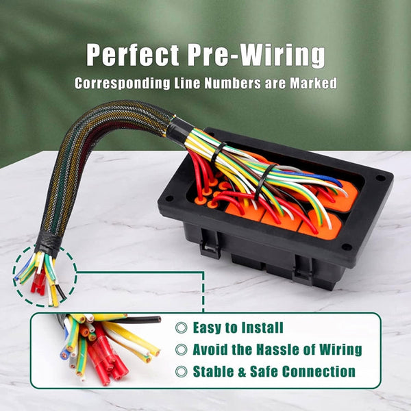 24V 5 Pin Car 6 Slots Waterproof Relay Fuse Box with Cable, 24V 5 Pin