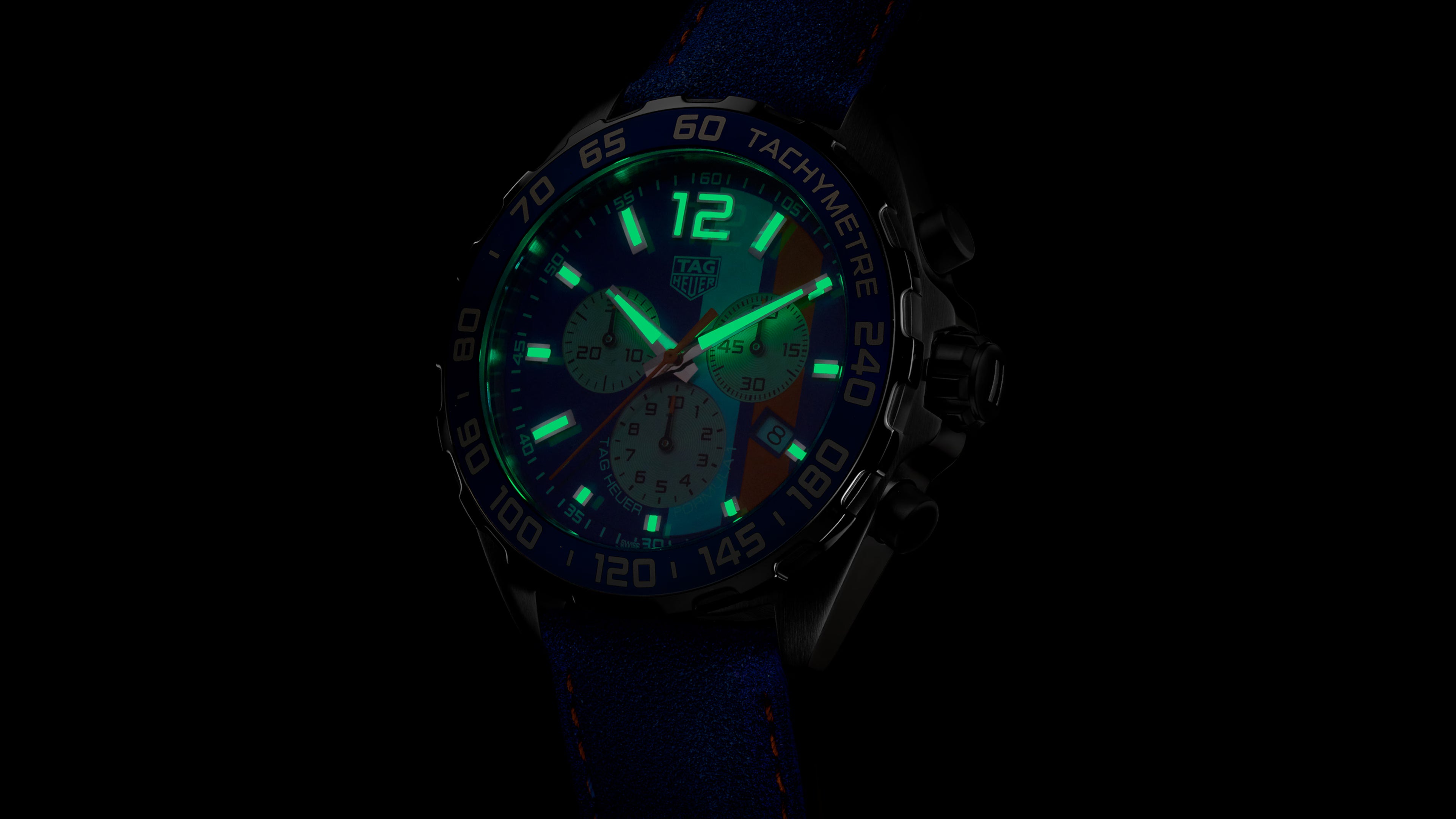 Brand New SPECIAL EDITION TAG Heuer Formula 1 Chronograph Gulf Men's Watch Quartz 43 mm Steel CAZ101N.FC8243 RRP £2,100.00 43mm Orange Blue Stripe