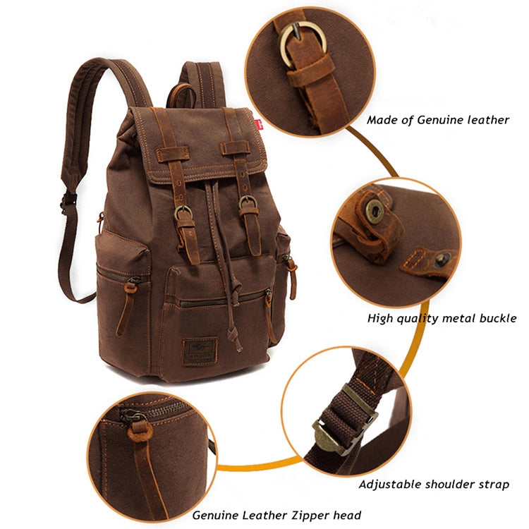 AUGUR 1039 Men Retro Canvas Backpack Shoulders Laptop Bag