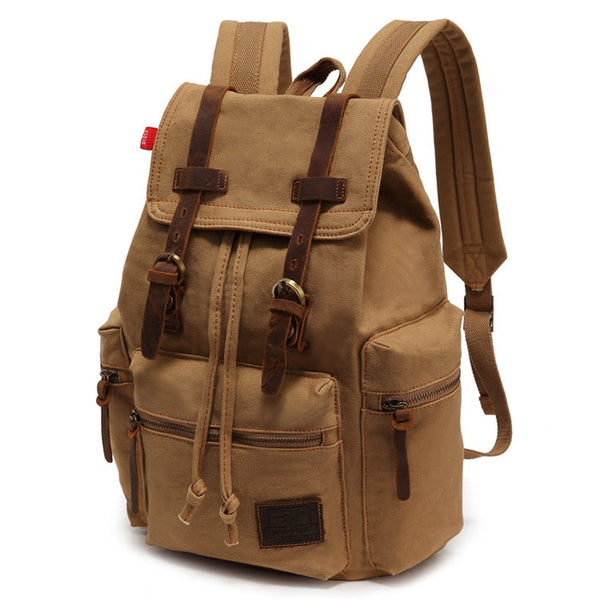 AUGUR 1039 Large Student Retro Canvas Backpack Shoulders Laptop Bag