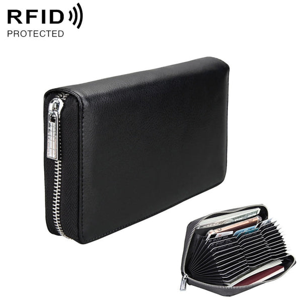 Antimagnetic RFID Large Capacity Long Style Genuine Leather Passport Package / Multifunctional and Many Card Slots Card Package