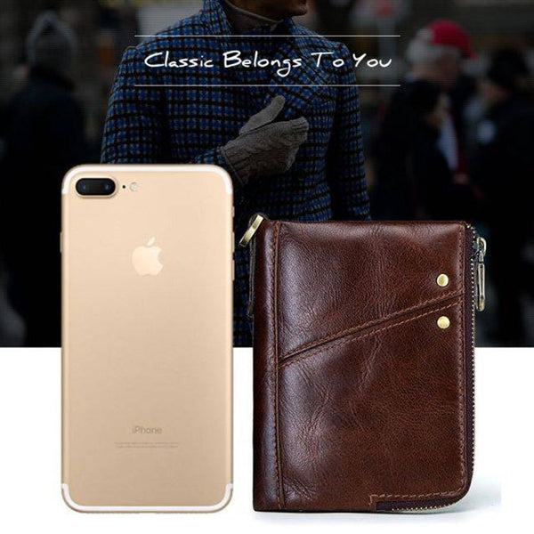 3533 Antimagnetic RFID Top-grain Leather Crazy Horse Texture Men Business Leisure Wallet