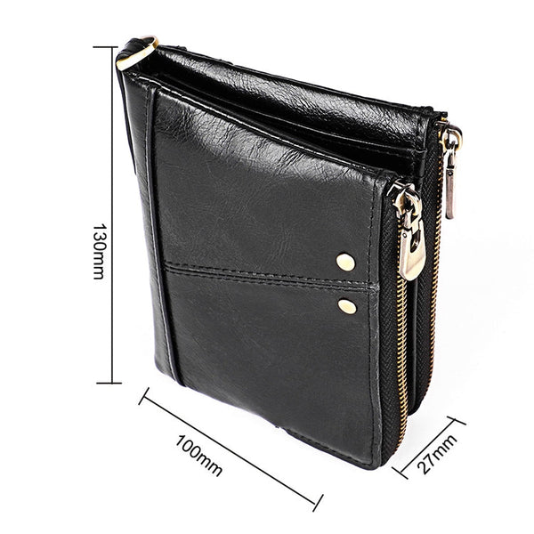 3533 Antimagnetic RFID Top-grain Leather Crazy Horse Texture Men Business Leisure Wallet