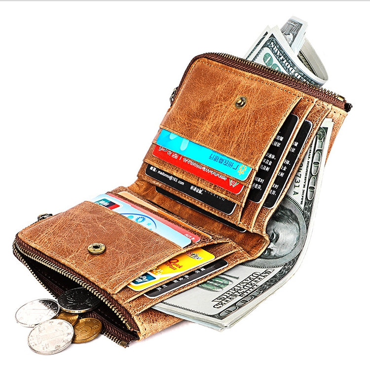 3533 Antimagnetic RFID Top-grain Leather Crazy Horse Texture Men Business Leisure Wallet