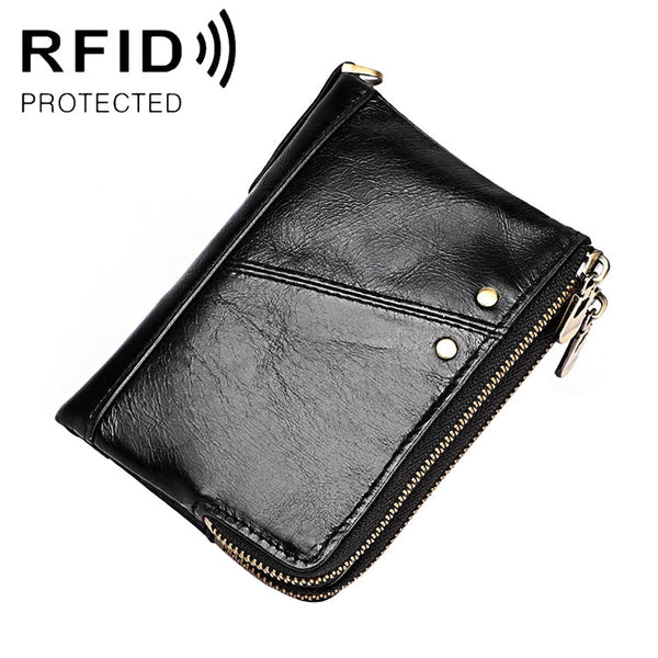 3533 Antimagnetic RFID Top-grain Leather Crazy Horse Texture Men Business Leisure Wallet