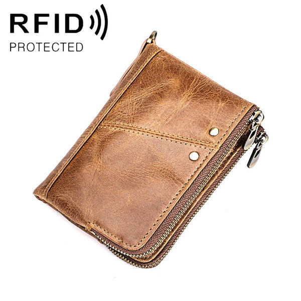 3533 Antimagnetic RFID Top-grain Leather Crazy Horse Texture Men Business Leisure Wallet