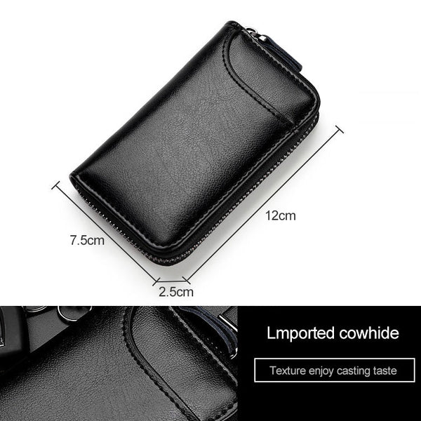 9106 Large-capacity Zipper Leather Keys Holder Bag Multi-function Wallet