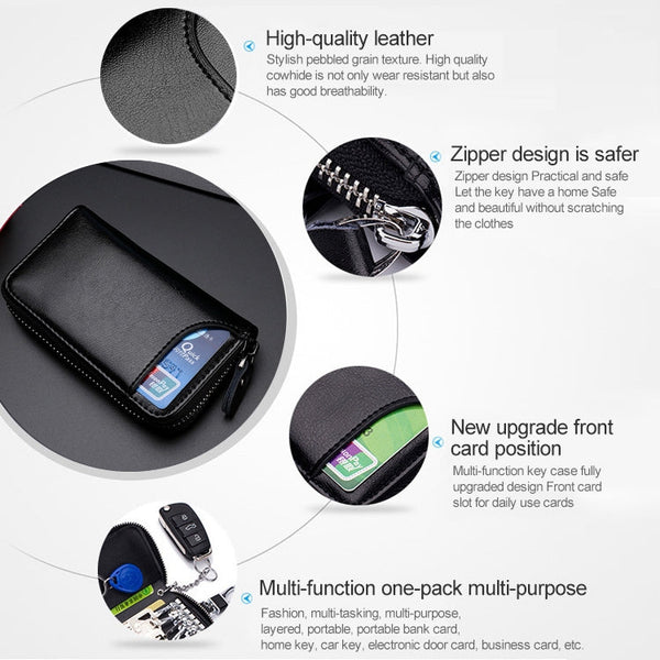 9106 Large-capacity Zipper Leather Keys Holder Bag Multi-function Wallet