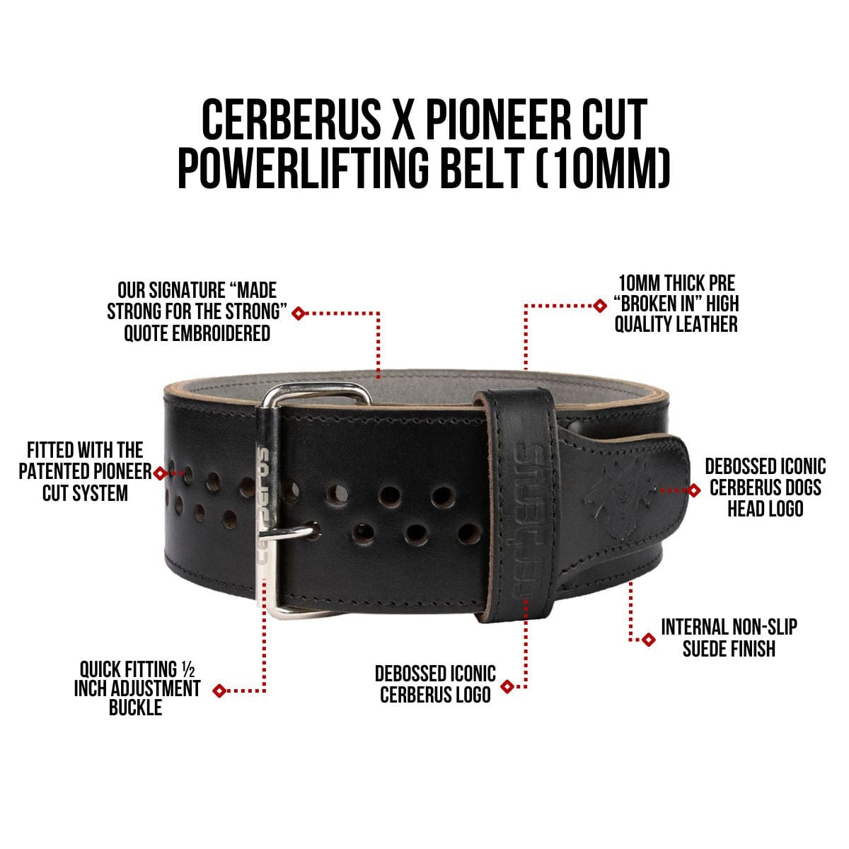 CERBERUS X Pioneer Cut Powerlifting Belt (10mm)