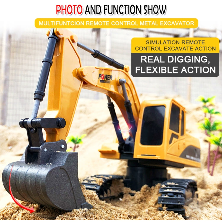 258-1 6 Channel 2.4G 1/24RC Remote-controlled Engineering Metal Excavator Charging RC Car