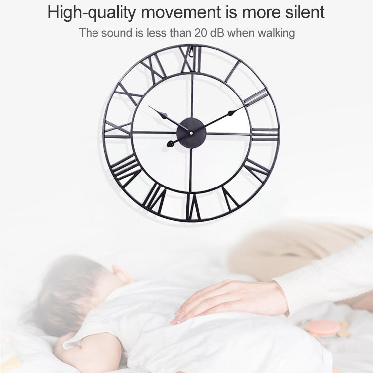 40cm Retro Living Room Iron Round Roman Numeral Mute Decorative Wall Clock