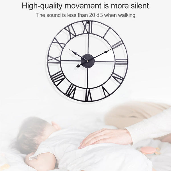 40cm Retro Living Room Iron Round Roman Numeral Mute Decorative Wall Clock