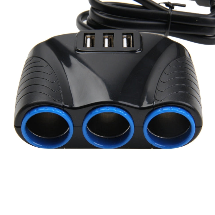 12-24V 3.1A 3 USB Ports & 3 Car Cigarette Lighter Sockets Car Charger