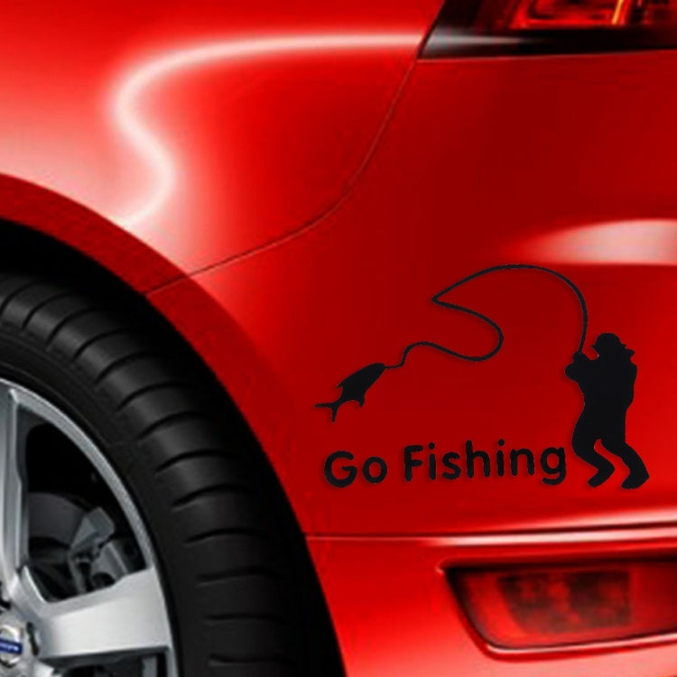 10 PCS Go Fishing Styling Reflective Car Sticker, Size: 14cm x 9.5cm
