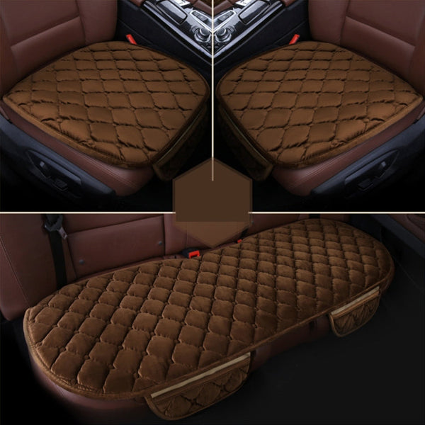 3 PCS / Set Luxurious Warm Car Seat Cover Cushion Universal Front Back Seat Covers Car Non-slip Chair Pad Warm Car Mats No Back Plush Cushion