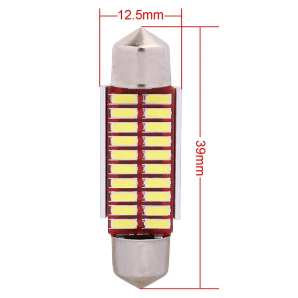 2 PCS Festoon 39mm 2W 200LM White Light 20 LED SMD 4014 Error Free License Plate Lights Car Light Bulb