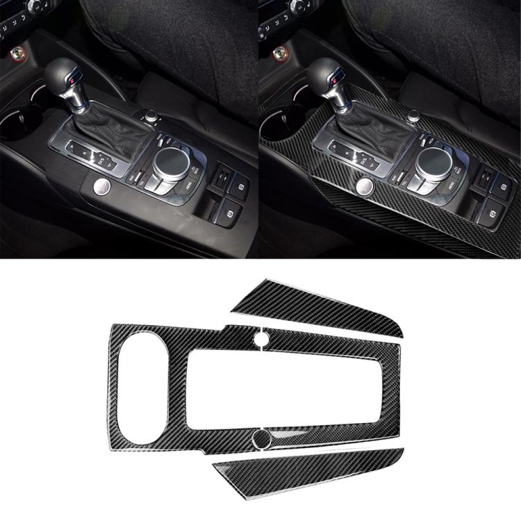 3 PCS Car Carbon Fiber Gear Panel Decorative Sticker for Audi A3, Left Driving
