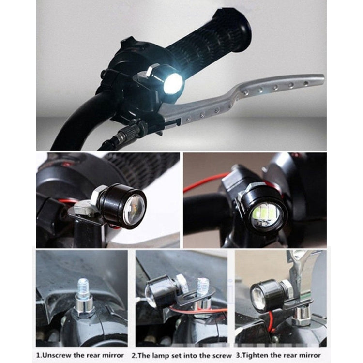 2 PCS 12V 3W  Eagle Eyes LED Strobe Light For Motorcycle ，Wire Length: 90cm