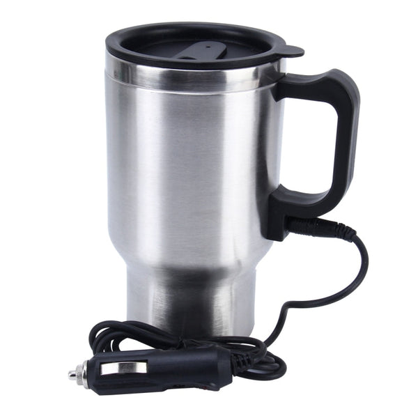 Stainless Steel Electric Smart Mug 12V Car Electric Kettle Heated Mug Car Coffee Cup With Charger Cigarette Lighter Heating Cup Kettle Vacuum Insulated Water Heater Mug