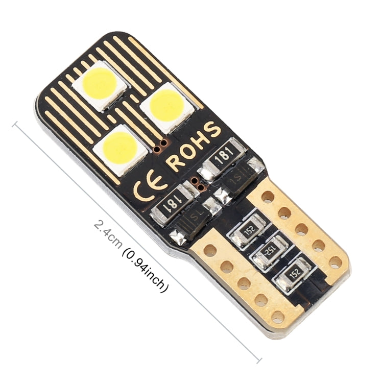 2 PCS T10 / W5W / 168 / 194 DC12V / 1.6W / 6000K / 110LM 6LEDs SMD-3030 Car Clearance Light, with Decoder