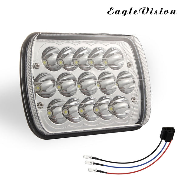 7 inch 5X7 H4 15W DC 9-30V 1500LM IP67 Car Truck Off-road Vehicle LED Work Lights / Headlight, with 15LEDs Lamps