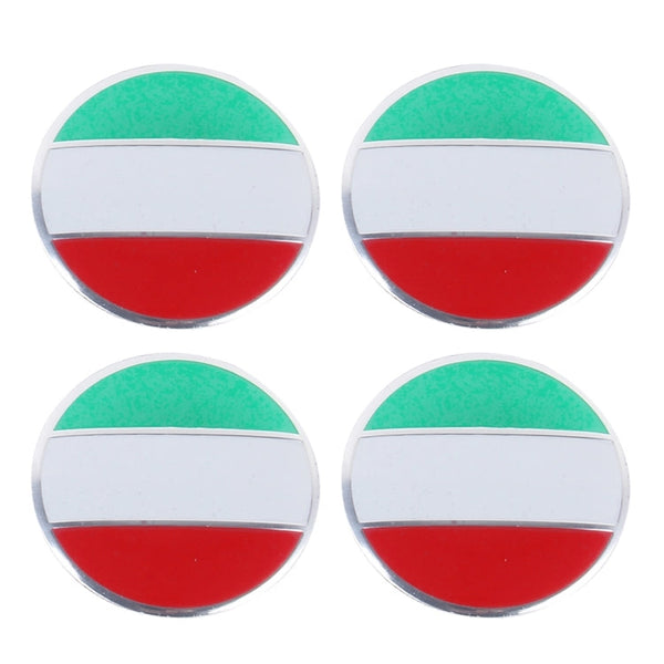 4 PCS Italy Flag Metal Car Sticker Wheel Hub Caps Centre Cover Decoration