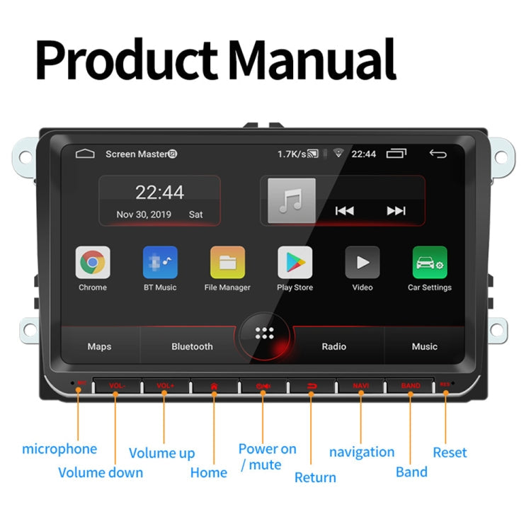 9093 HD 9 inch Car Android 8.1 Radio Receiver MP5 Player for Volkswagen, Support FM & Bluetooth & TF Card & GPS & WiFi with Decoding