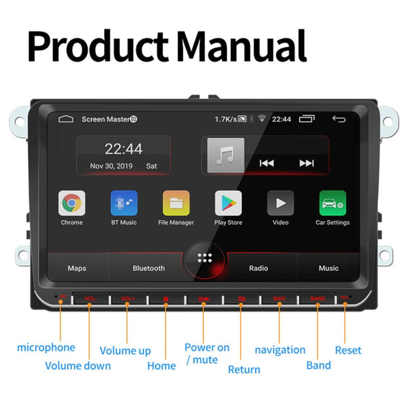 9093 HD 9 inch Car Android 8.1 Radio Receiver MP5 Player for Volkswagen, Support FM & Bluetooth & TF Card & GPS & WiFi with Decoding