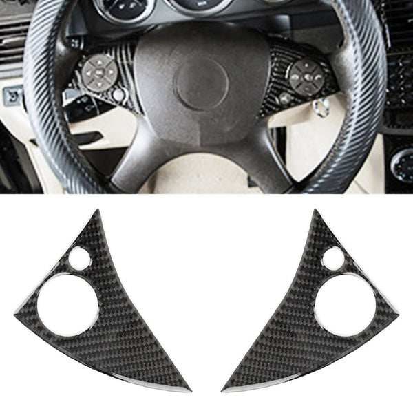 2 PCS Car Steering Wheel Button Carbon Fiber Decorative Sticker for Mercedes-Benz W204 2007-2010