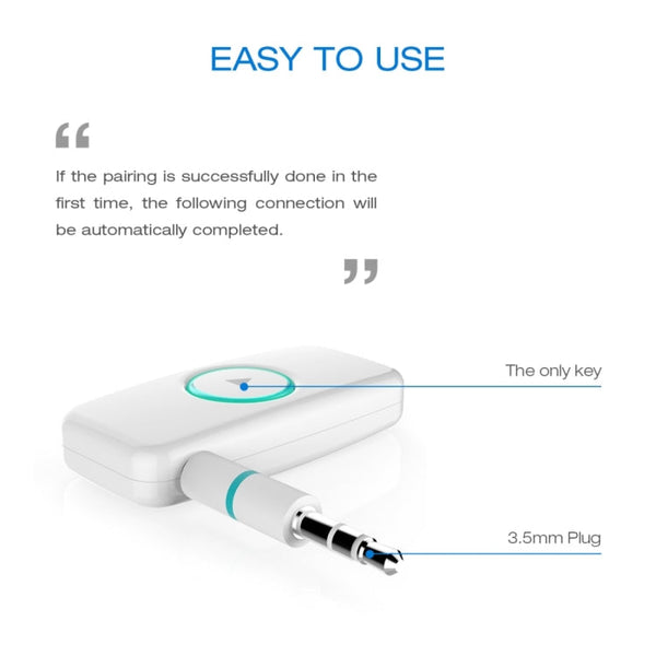 Doosl DSER102 Mini Car Bluetooth Wireless Music Receiver with 3.5mm Stereo Input Jack
