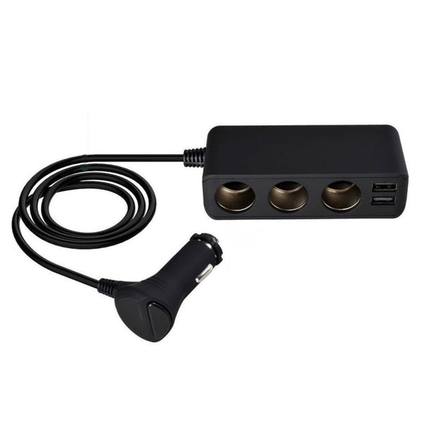 6.8A 80W Plastic Shell 3 Sockets in 1 Car Cigarette Lighter Car Charger Car Socket with 4 USB Ports and a Control Switch, 6.8A 4USB(Black)