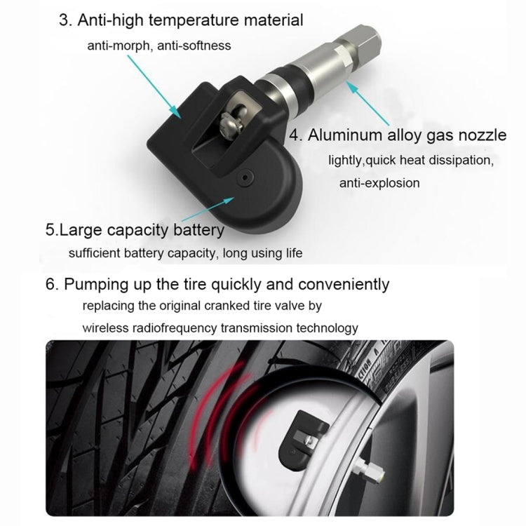 VC601 TPMS 4 Built-in Sensors Tire Pressure Monitoring Alarming System Diagnostic-tool with Bluetooth 4.0 Work on Android / iOS / iPad, VC601
