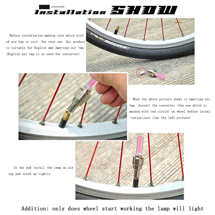 2 PCS Wheel Tyre Lamp With Battery for Car / Motorbike / Bike