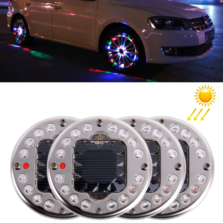 4 PCS Solar High Power Car LED Colorful Wheel Lights