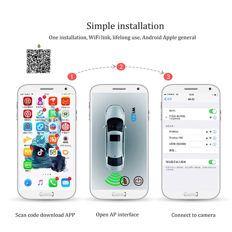 A2157 Car License Plate Frame WIFI Rear View Camera