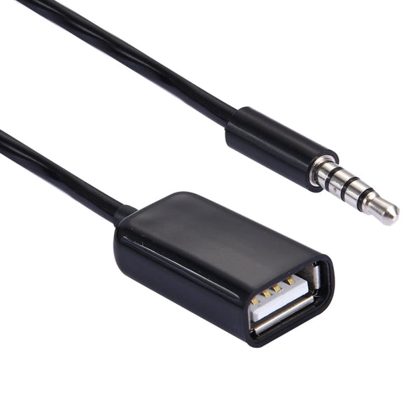 3.5mm Male to USB 2.0 Female Audio Converter Retractable Coiled Cable for Car MP3 Speaker U Disk, Length: 1m