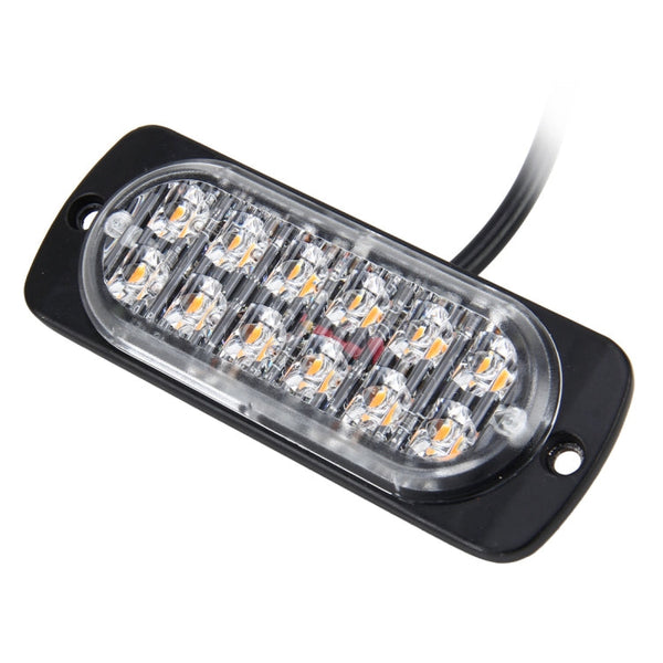 DC 12V-24V 2W 12LEDs SMD-2835 Lamps 17 Flash Patterns 3 Lines Car Flash Lamp Waterproof Car Truck Emergency Strobe Flash Warning Light, Cable Length: 90cm