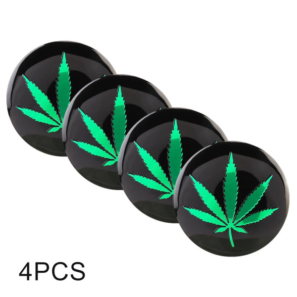4 PCS Car-Styling Green Leaves Pattern Metal Wheel Hub Decorative Sticker, Diameter: 5.8cm