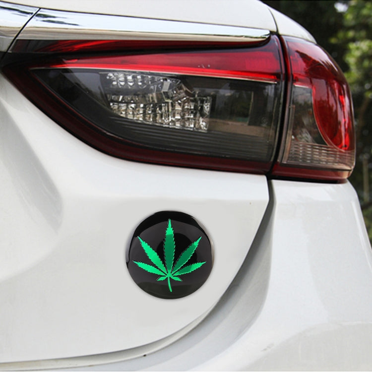 4 PCS Car-Styling Green Leaves Pattern Metal Wheel Hub Decorative Sticker, Diameter: 5.8cm