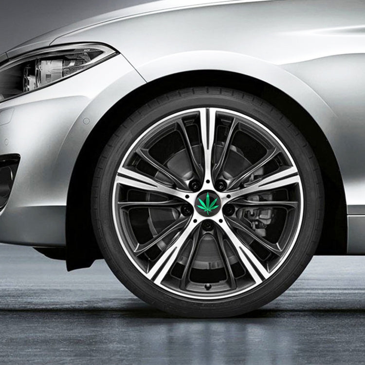 4 PCS Car-Styling Green Leaves Pattern Metal Wheel Hub Decorative Sticker, Diameter: 5.8cm