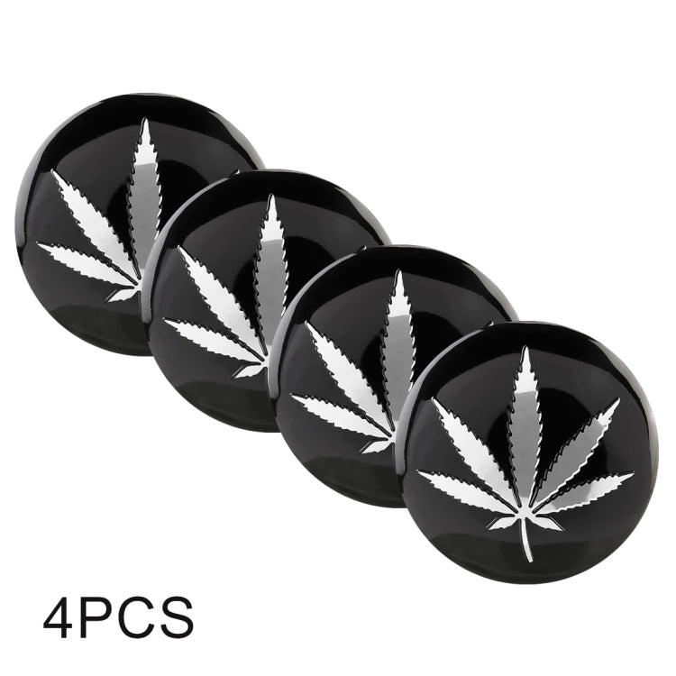 4 PCS Car-Styling Silver Leaves Pattern Metal Wheel Hub Decorative Sticker, Diameter: 5.8cm